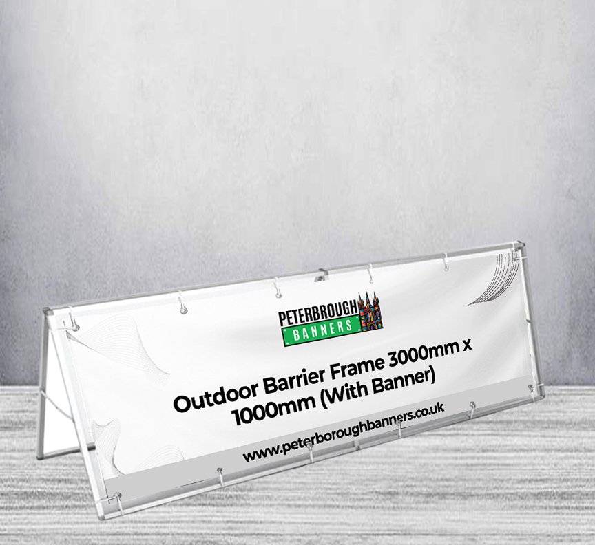 Outdoor Barrier Frame 3000mm x 1000mm (With Banner)